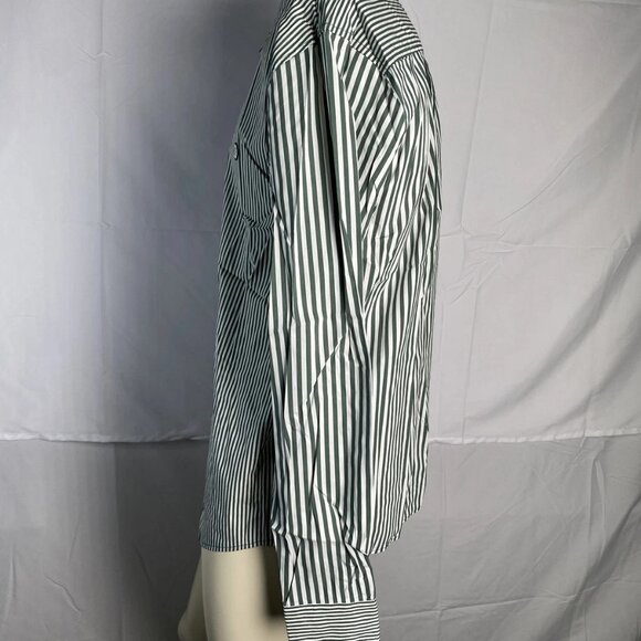 NEW CHAMPLAIN Men’s Long Sleeve Stripe Button-Down Shirt Green/White Size L - Picture 8 of 9